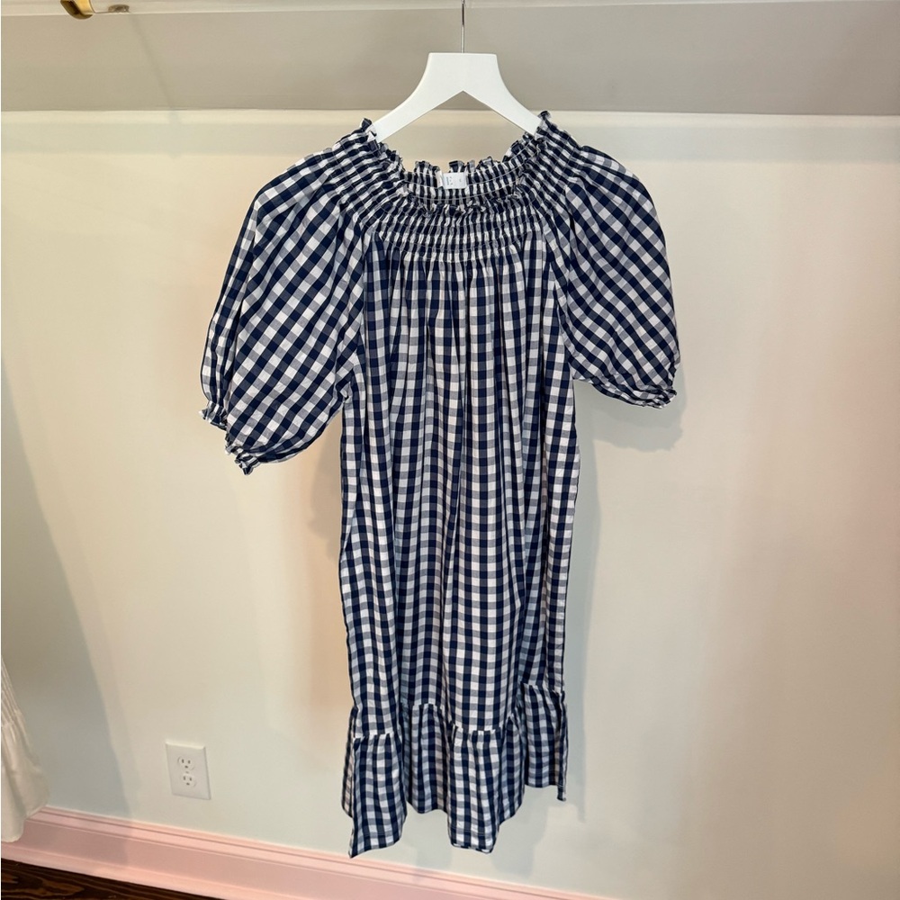 Lake pajamas navy and white gingham dress size small never worn